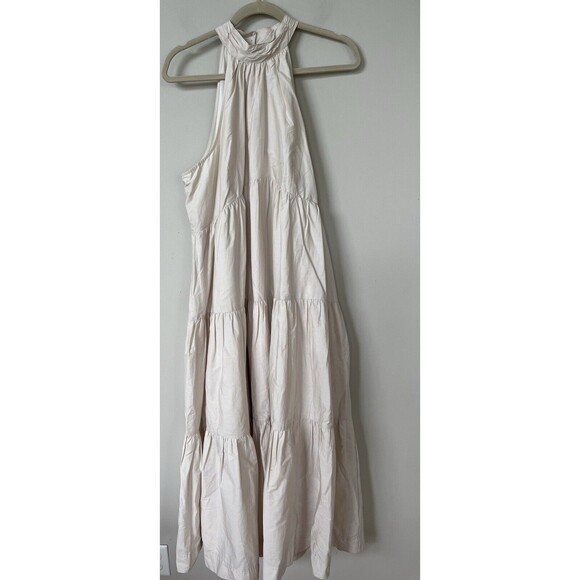 Anthropologie Maeve Midi Dress Women Halter Tired Preppy Cotton Flowy Sz 14 New - Picture 2 of 12